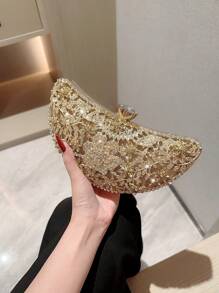 Moonlit EveBag Luxurious Rhinestone Evening Clutch Bag For Women, Shiny Box-Shaped Party Prom Handbag For Formal Events