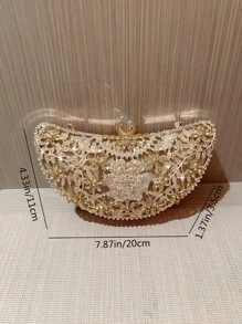 Moonlit EveBag Luxurious Rhinestone Evening Clutch Bag For Women, Shiny Box-Shaped Party Prom Handbag For Formal Events
