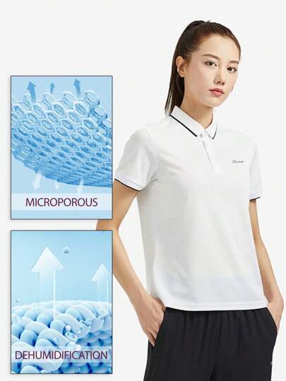 TECTOP Summer Workout Women Polo Shirt Golf Quick Dry 3 Button Moisture Casual Work Short Sleeve Collared Golf Shirt-Wicking Performance
