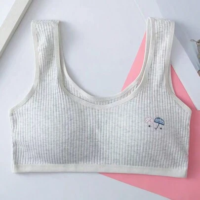 Teen Girl Middle School Students Seamless Pure Cotton Underwear, Camisole & Bra Without Rims