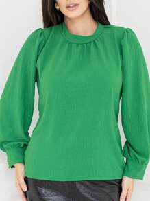 blusa manga long feminina gola alta novo - Verde - Visão 3