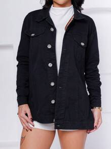 Women Denim Jackets & Coats - màu đen - Xem 1