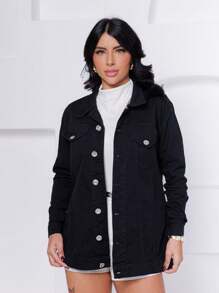 Women Denim Jackets & Coats - màu đen - Xem 2