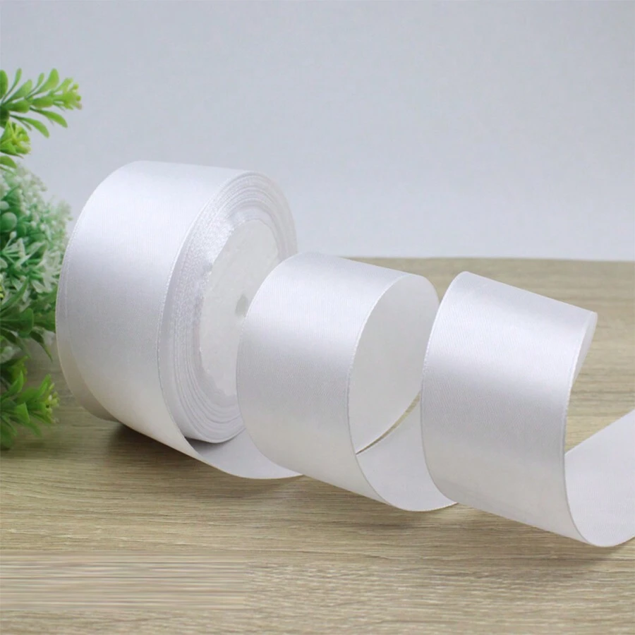 1/5pcs 4cm Wide Colorful Gift Packaging Ribbons, Woven Ribbon, Satin Ribbon, Silk Ribbon, For Roses Decoration, Gift Box Packaging Bow - White - View 1