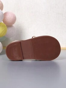 Simple Design Baby Girls Mary Jane Shoes, Hollow Out Heart-Shaped With Gold Tassel Bowknot, Hook & Loop Closure Non-Slip Casual Shoes For Toddler Walking Learning, Spring Summer Fall Winter