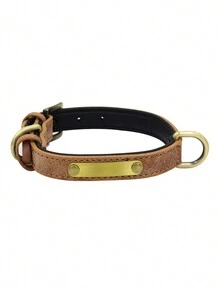 1 pieza Collar para perro personalizado marrón duradero, personalizable con letras mayúsculas en inglés, disponible en múltiples colores y estilos, adecuado para perros grandes, medianos y pequeños. - Marrón - Ver 5