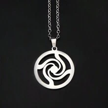 1pc  Gojo Silver Cartoon Creative Stainless Steel Chain Cute Infinite Void Necklace Pendant Halloween