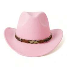 1pc Unisex Fashionable Cowboy Hat Embellished With Leather Band And Gold Leaf Decoration, Lady Gift Hat For Outdoor Activities; Rolled Edge Fedora Hat For Men & Women, Jazz Hat, Large-Brimmed Gift Hat For Sun Protection - Multicolor - View 9