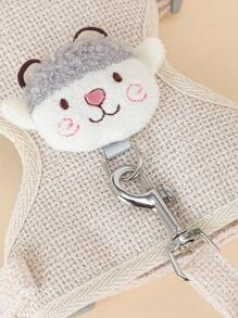 1set Cute Cartoon Sheep Design Pet Collar And Leash Set, Including Beige Vest Chest Strap For Small Dogs Or Cats