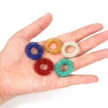 5pcs Acupressure Stress Pressure Relief Ring Rings Spiky Sensory Rings Random Color Fidget Spring Pressure Relief Ring Massage Ring For Teenagers And Adults - Random Color - View 6