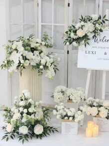 Múltiples tipos de flores blancas disponibles para ramo de bodas DIY, decoración del hogar, oficina o dormitorio, eventos de fiesta o centros de mesa como rosas blancas, lirios, aliento de bebé, tulipanes y orquídeas. Ideal para arreglos de bodas. - Multicolor - Ver 2
