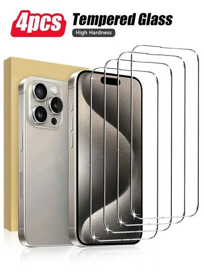 4pcs High Definition See-Through Tempered Glass Screen Protector, Ultra-Clear, Smooth Touch, Anti-Scratch, Compatible With IPhone 11/12/13/14/15/16/16 Plus/16 Pro/16 Pro Max/16e/17/17 Air/17 Pro/17 Pro Max Series