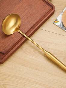 1 pieza Juego de cuchara de cocina, cacerola, colador y espátula para freír de acero inoxidable con recubrimiento de titanio de lujo - oro - Ver 14