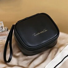 1 pièce Nouveau sac de maquillage de style crème, sac de rangement, sac cosmétique pour rouge à lèvres, portable et imperméable, petit et raffiné. Organisateur de voyage et de toilette. Accessoires avec fermeture éclair, cadeau essentiel.