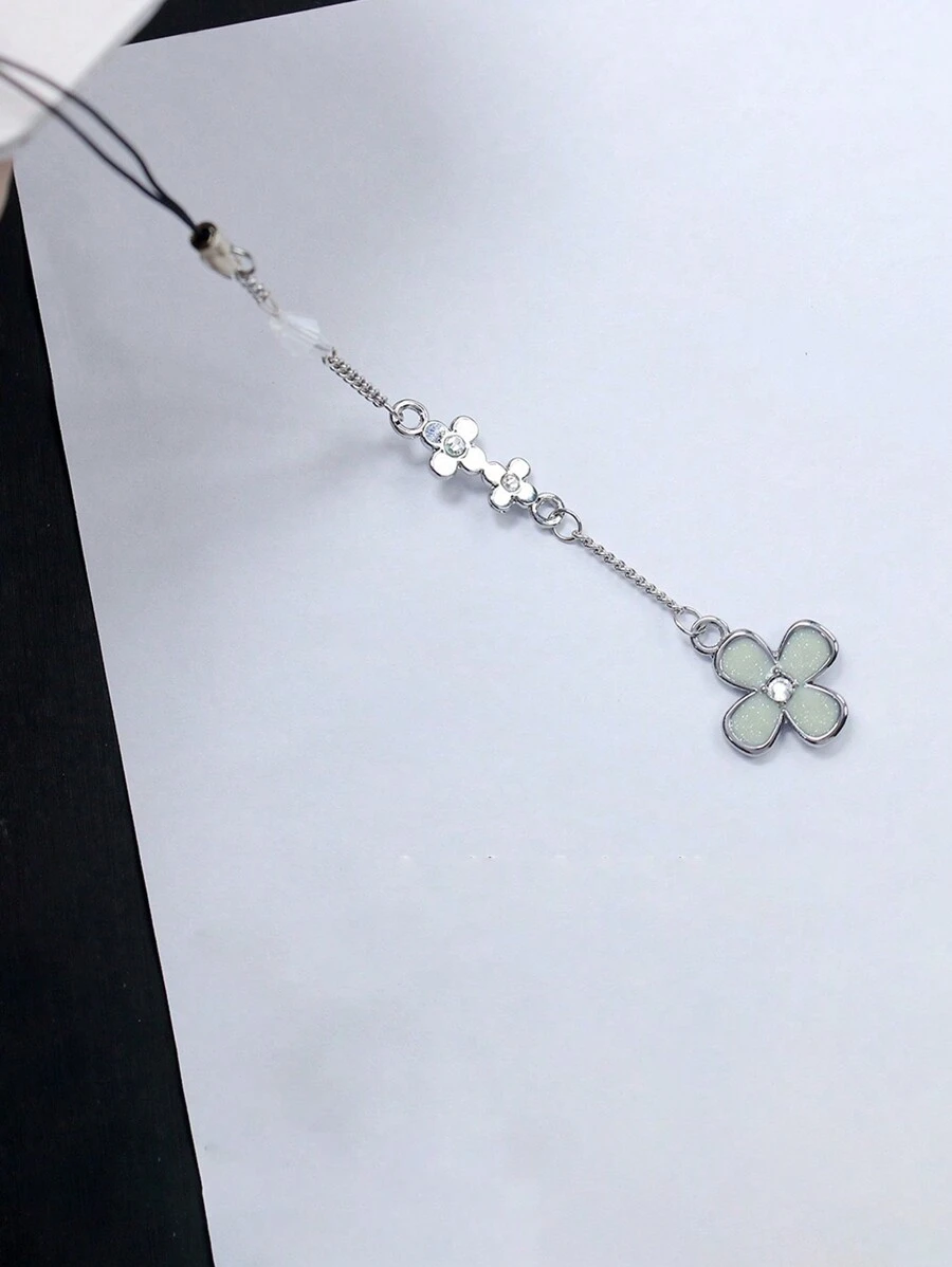 1pc Clover Phone Lanyard For Gift Bag Camera Mobile Phone Hanging - Silver - View 1