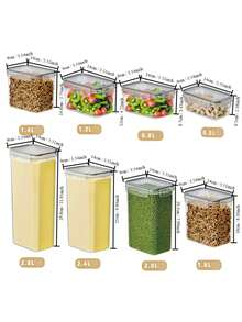30pcs Airtight Food Storage Containers With Lids And Labels, Plastic Kitchen Storage Containers, Dry Food Canisters For Flour, Sugar And Cereal, Pasta, Tea, Nuts And Coffee Beans, Plastic Food Preservation Tank, Home Kitchen Supplies,Kitchen Storage & Organization,Organizer,Organiser,Decor,Decorations - Black and White - View 2