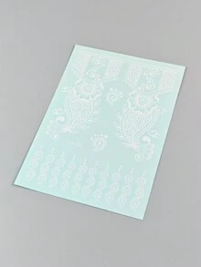 Tiebeauty 2 Sheet White Henna Sticker Flora Henna Waterproof Temporary Tattoo Sticker For Mehndi Designs - White - View 2