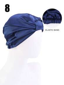 Mũ ngủ bằng satin co giãn dành cho nữ, mũ turban thắt nút tương phản, mũ cho người hóa trị, mũ tắm, mũ ngủ ngày Valentine. - Nhiều màu - Xem 21