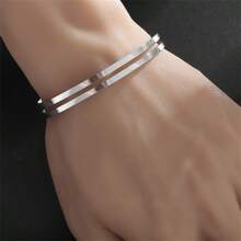 SeuSuk Unisex Stainless Steel C-Shaped Bangle Bracelet, Simple & Stylish Daily Accessory