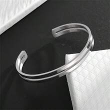 SeuSuk Unisex Stainless Steel C-Shaped Bangle Bracelet, Simple & Stylish Daily Accessory