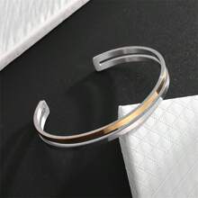 SeuSuk Unisex Stainless Steel C-Shaped Bangle Bracelet, Simple & Stylish Daily Accessory
