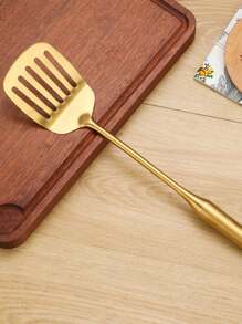 1 pieza Juego de cuchara de cocina, cacerola, colador y espátula para freír de acero inoxidable con recubrimiento de titanio de lujo - oro - Ver 12