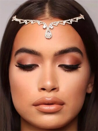 新娘时尚优雅水滴额链精致婚礼发链配饰头饰狂欢节头饰、头饰、头链