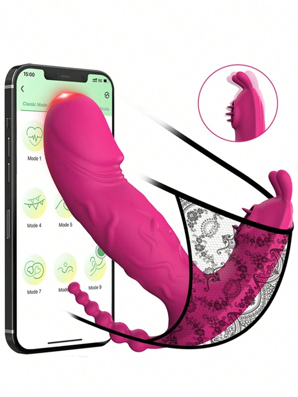 Juguete sexual realista y negro con vibración de empuje de aplicación para mujeres, estimulación clitoral y anal del punto G con un dildo para adultos, juguetes sexuales juguetes de sexuales