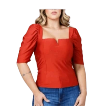 Women Blouses - 紅色 - 查看 1