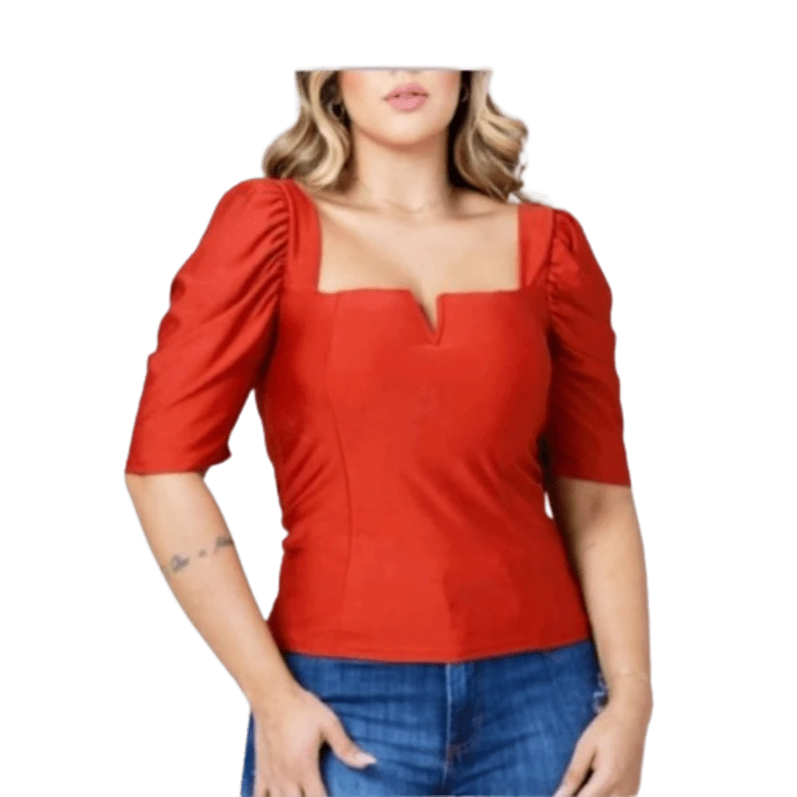 Women Blouses - 紅色 - 查看 1