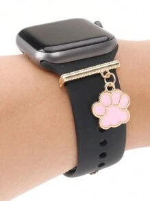1pc Metal Cat & Dog Paw Watch Band Decoration Charm -Compatible With Apple Watch Band Accessories Compatible With Apple Watch Silicone Strap Series Decor Ring Nails