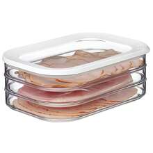 Meat Container Stackable Food Storage Boxes With Lid For Salami, Cold Cuts, Turkey, Bologna, Deli And Luncheon Meat, Color, 3 X 550ml | 18.6oz, 1 Set - White - View 1