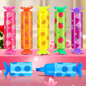 6pcs, Mini Highlighter Candy Pastel Highlighter, 6 Colors Cute Chisel Tip Marker Pen Highlighter, Candy Party Birthday Drawing Poster Diary Greeting Card School Office Supplies
