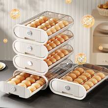 1入組抽屜式PET冰箱儲存盒托盤，多層堆疊式側門滾動式蛋盒 - 彩色 - 查看 5