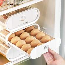 1入組抽屜式PET冰箱儲存盒托盤，多層堆疊式側門滾動式蛋盒 - 彩色 - 查看 9