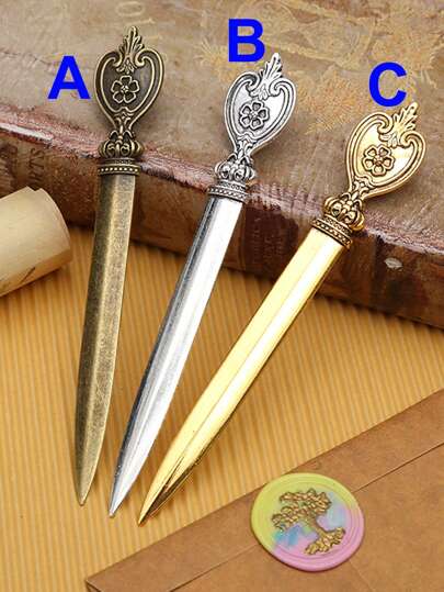 1pc European-Style Vintage Metal Letter Opener, Zinc Alloy Material Without Any Sharp Blade, Suitable For Opening Letters Back To School,Back To School,School Supplies