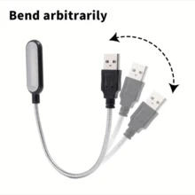 1pc USB LED Reading Light, Portable Flexible USB Eye Protection Mini Night Light, Laptop Computer Desktop Desk Lamp - Black - View 3