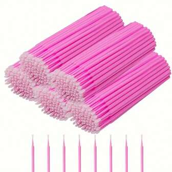 500支装微型涂抹刷，粉色睫毛嫁接一次性睫毛膏刷，纹身颜料涂抹刷，适用于化妆和清洁，兼容个人护理和美容院使用，眉刷，眼影刷，螺旋刷