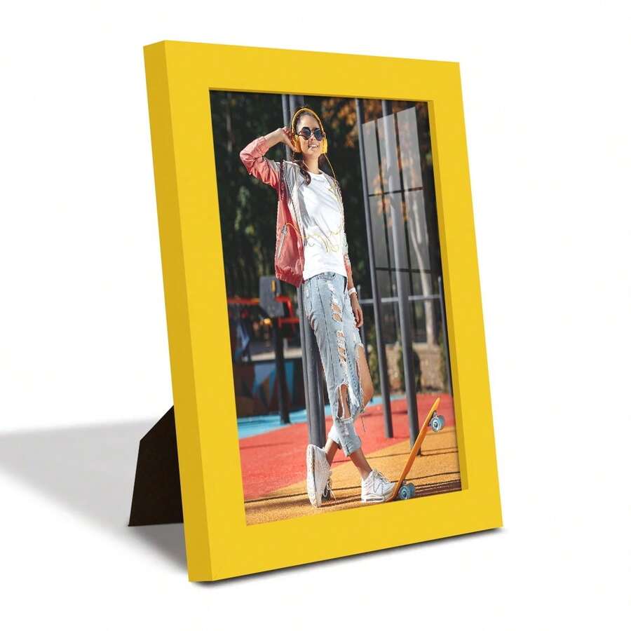Modern Real Wood 6x8 Inch Picture Frame In Yellow - Smooth - View 1