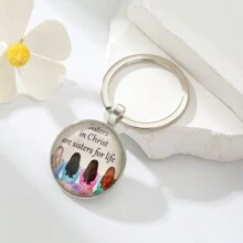 1pc Sister Keychain Christian Gift Key Ring Birthday Gift Car Accessories Bag Charm - Multicolor New - View 11