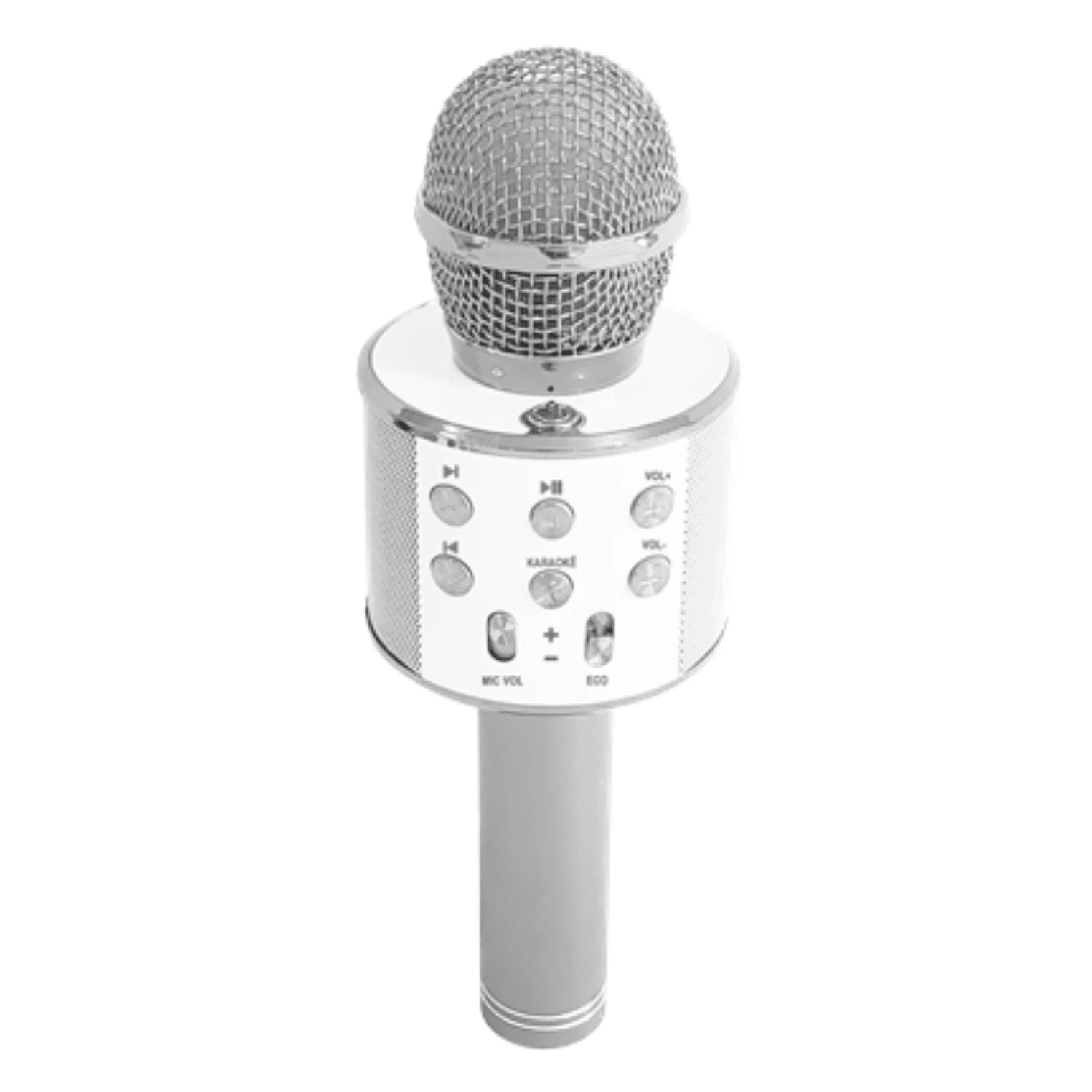 Microfone Karaokê Bluetooth Efeito Voz Modo Gravação Selfie - Prata - Visão 1