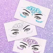 1pc/6pcs Rhinestone Face Stickers Crystal Face Stickers Show Party Masquerade Ball Oktoberfest Cosmetic Products Glue Free Decorative Stickers, Rhinestone Facial Tattoo Sticker For Party, Face Jewels Festival Makeup Eve Jewels Stick On Rhinestone For Face, Hair, Body, Eye