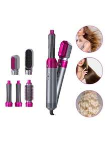 Cepillo Secador De Pelo 5 Es 1 Para Peinado De Mujer Con Plancha Secadora Peinadora Aire caliente barberia - Rosa - Ver 5