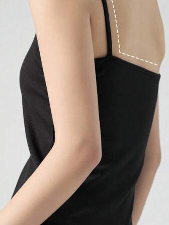 1pc Summer Basic Women's Camisole Top, Ribbed Tank Top As Innerwear Or Outwear For Breast Covering