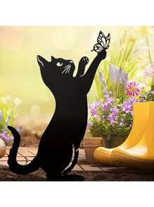 1 szt. Urocza sylwetka kota - trwała stal, dekoracyjna statua na zewnątrz dla miłośników zwierząt domowych - idealna do ogrodu, trawnika