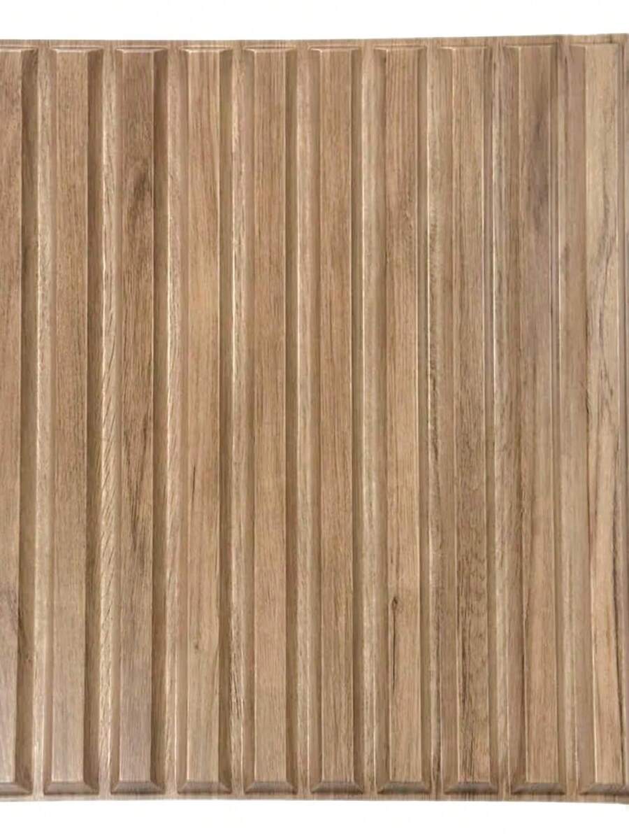 PANEL DECORATIVO 3D PVC TIPO LAMBRIN 50X50 CM 10 PIEZAS - 2.5M2 COLOR MADERA - Marrón - Ver 1