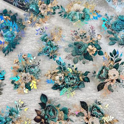 1pack/20pcs Retro Floral PET Stickers Set For Art Collage Scrapbook Journal DIY Decoration Back To School