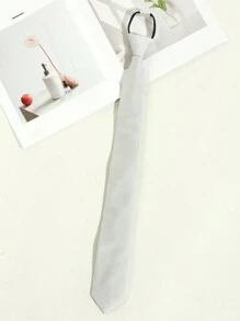 1pc Men's Casual Solid Color Easy Zip-Up Necktie With Fine Diagonal Stripes (1200 Needle Count), Suitable For Daily Suit Matching, Available In Black/Green/Blue/Apricot/Grey