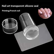 Durchsichtiger Nagelkunst Stempel mit Abdeckung und Schaber, 2.8cm Französische Maniküre Transfer Stempel Werkzeug