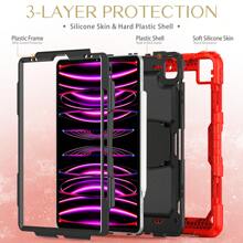 适用于 iPad (A16) 第 11 代/Air11/Air13 M3 (2025) 第 9/8/7 代 (2021/2020/2019) 的重型防震保护壳，坚固耐用的硬壳保护套，内置支架，适用于 10.2 英寸 iPad 2021/2020/2019。 - 紅色 - 查看 6